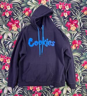 Cookies Original Black Blue Cotton Hoodie Thick Size XL